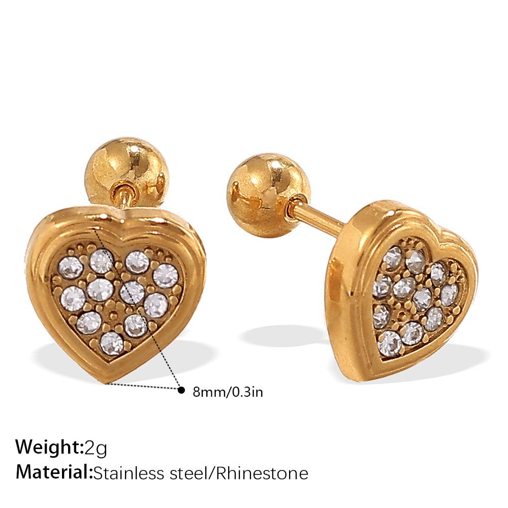 Fashion Light Luxury Gold Love Diamond Earrings Stainless Steel Gold Plated Hollow Design Earrings Women