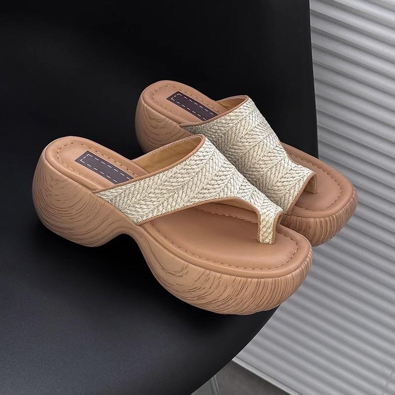 Fashion Chunky Women Clip Toe Sandals Mid Heeled Elegant Shoes Summer 2025 Fashion Slides New Trend Pumps Flip Flops Mujer De Sandalias