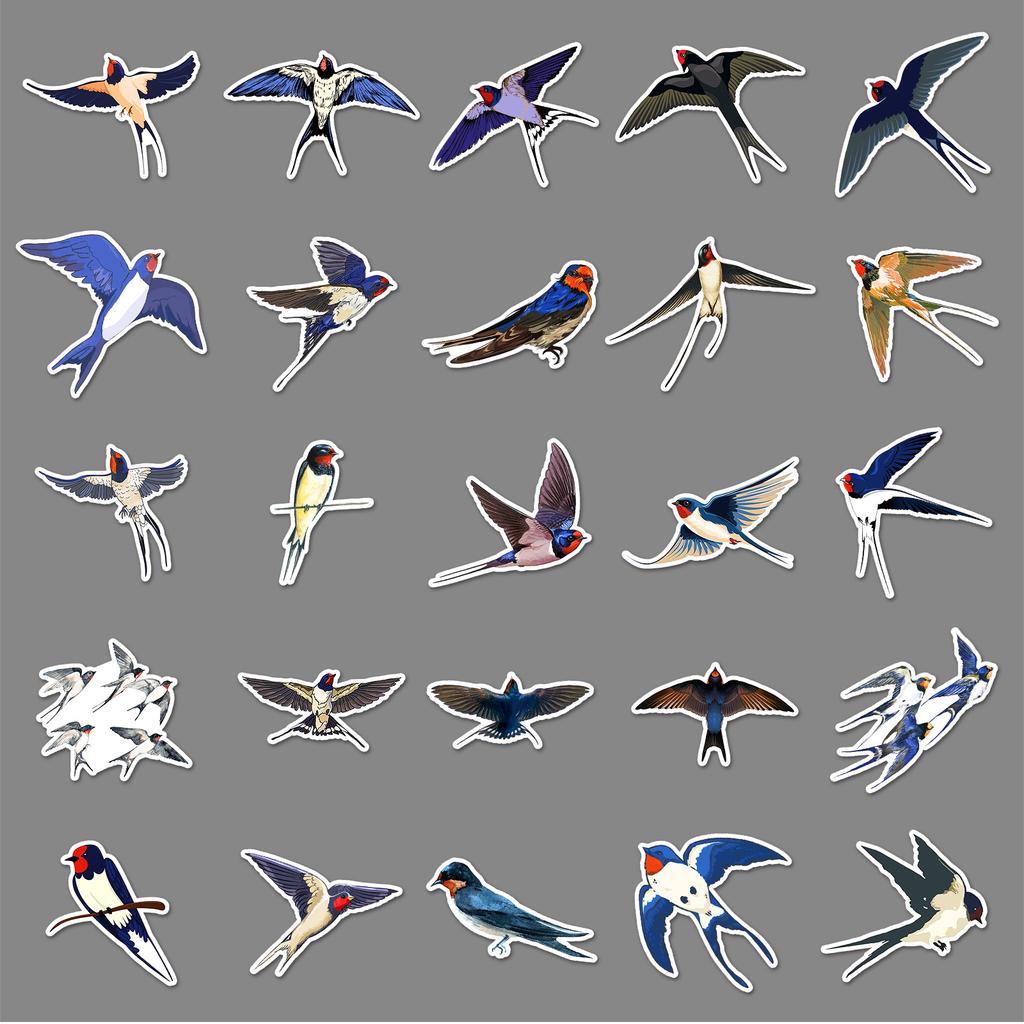 50 Swallow Graffiti Stickers Personalized Cartoon Bird Creative Decorative Mobile Phone Case Water Cup Suitcase Stickers