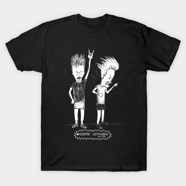 

Men Black Print T-shirt Beavis And Butthead No-Cut Transfer Paper Print Cotton Tshirt 4XL чорний