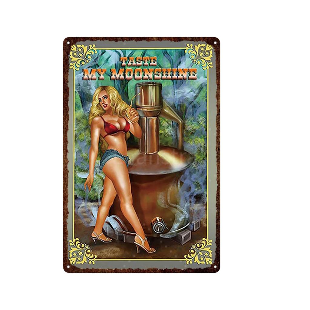 Iron Painting Elegant Pin Up Girl Retro Posters Tin Sign Metal Sign Decor Wall Women Portrait Bar Pub Club Man Cave Pictures