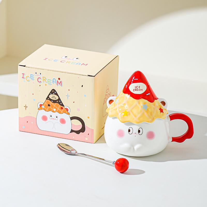 Cartoon Expression Ceramic Mug High Looking Souvenir Gift Water Cup for Best Friend Girl Heart Cup Home Breakfast Cup