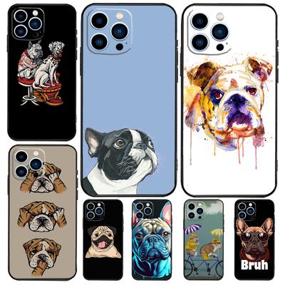 English Bulldog Pug Case For iPhone 11 12 13 14 15 16 Pro Max 15 16 Plus 13 12 Mini X XS XR Cover