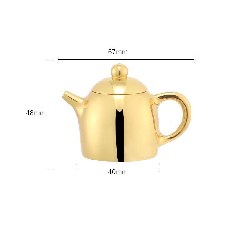 Mini Copper Teapot with Brass Handle - Luck-Bringing Ornament and Incense Holder