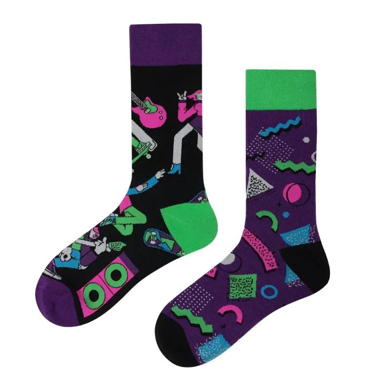 Ny Mode AB Asymmetriska Mandarinanka Herr- och Damsockor Tecknad Mode Roliga Söta Djur Mellanhöga Bomullssockor