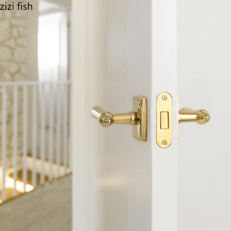 Living Room Double Handle Door Lock Universal Silent Locks Bedroom Magnetic Lock Golden Split Locks Door Hardware Accessories