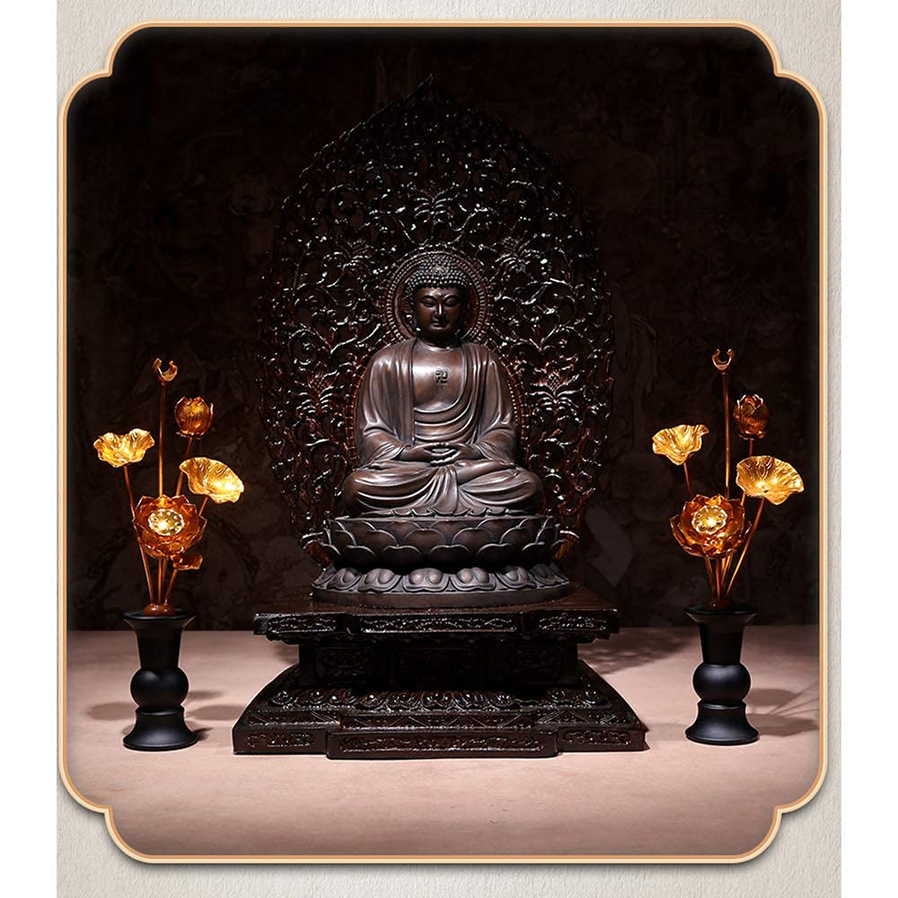 WILLRAY Lotus Flower Set, Buddhist Altar Accessories, Set of 2, Gold-Plated Lotus Flowers, Buddhist Altar Accessories, Buddhist Memorial Service,