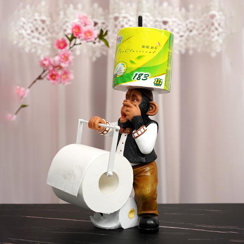 Creative Toilet Paper Holder Statue Funny Monkey Tissue Stand Rack Sculpture Decorative Resin Figure Living Room Bathroom Decor