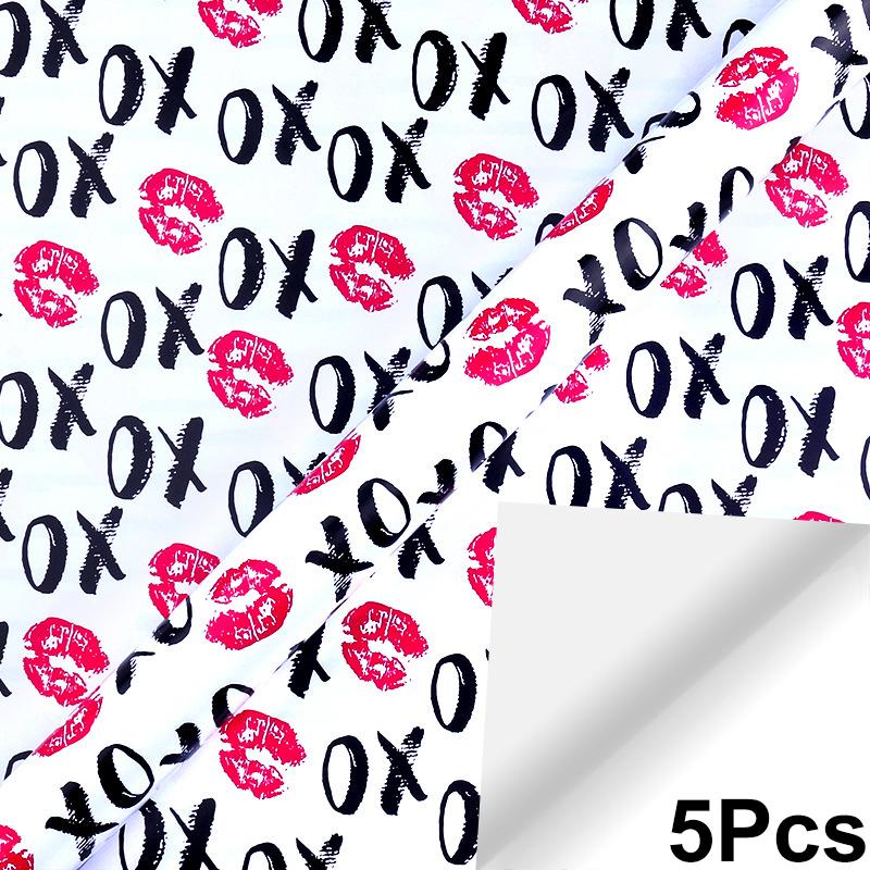 5 Stück Beschichtetes Papier Premium Bastel- & Buchumschlag Einzigartiges Valentinstags Romantisches Liebesmuster Geschenkpapier Partydekorationen