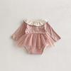 New Autumn Baby Girls' Long Sleeve Romper with Peter Pan Collar Mesh Bodysuit