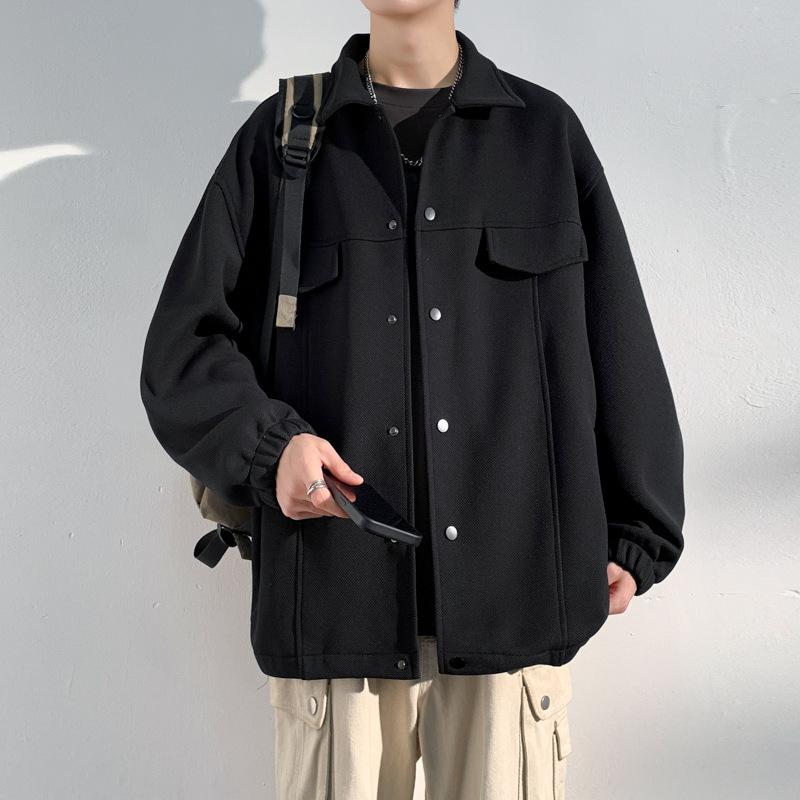 Spring and Autumn New Men's Korean Solid Color Light Plate Lapel Jacket Trendy Couple Versatile Stylish Jacket
