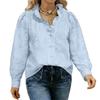 Long Sleeve Button Down Shirt for Women with Floral Embroidery Loose Fit Blouse Casual Collar Top for Daily Wear