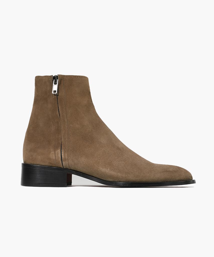 Firenze Atelier Hidden Zipper Detail Slim Toe Suede Zip-Up Boots 3343-Qs [Mid Brown]