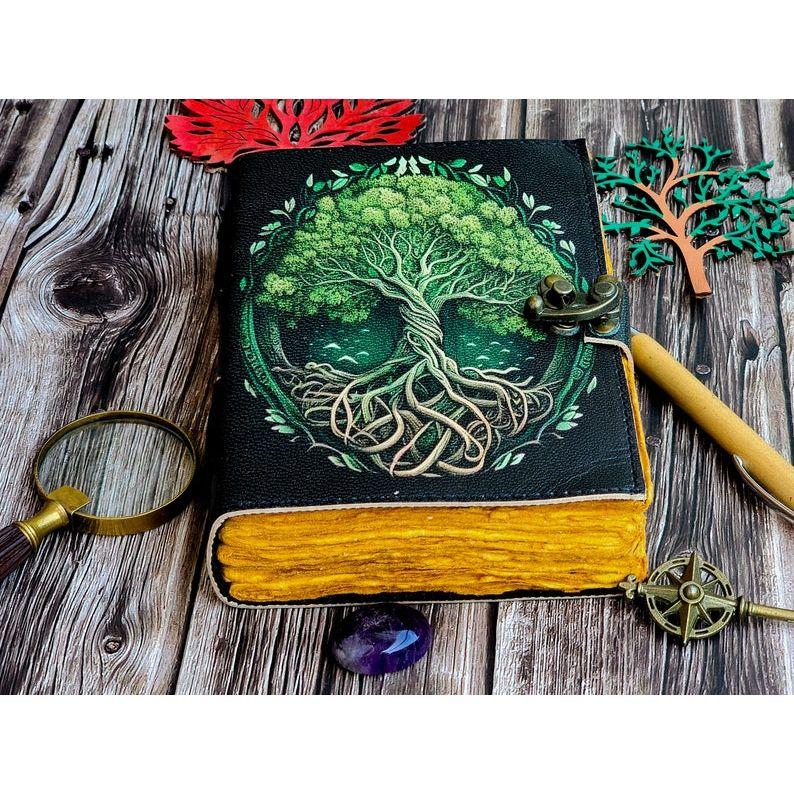 Leather Journal Tree of Life - Genuine Leather Notebooks For Women - Beautiful Journal For Sketches Book Traveling Book Blank Spell Book