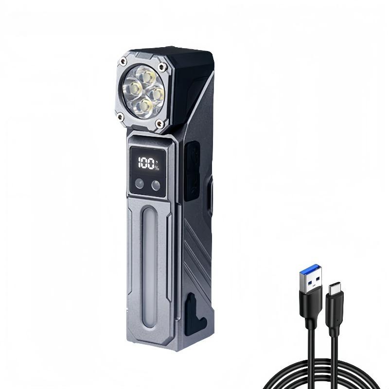 

Portable LED Handheld RGB Flashlight Rechargeable EDC Pocket Clip Light with Magnet Waterproof Outdoor Camping Fishing Torch dark grey-1800mAh