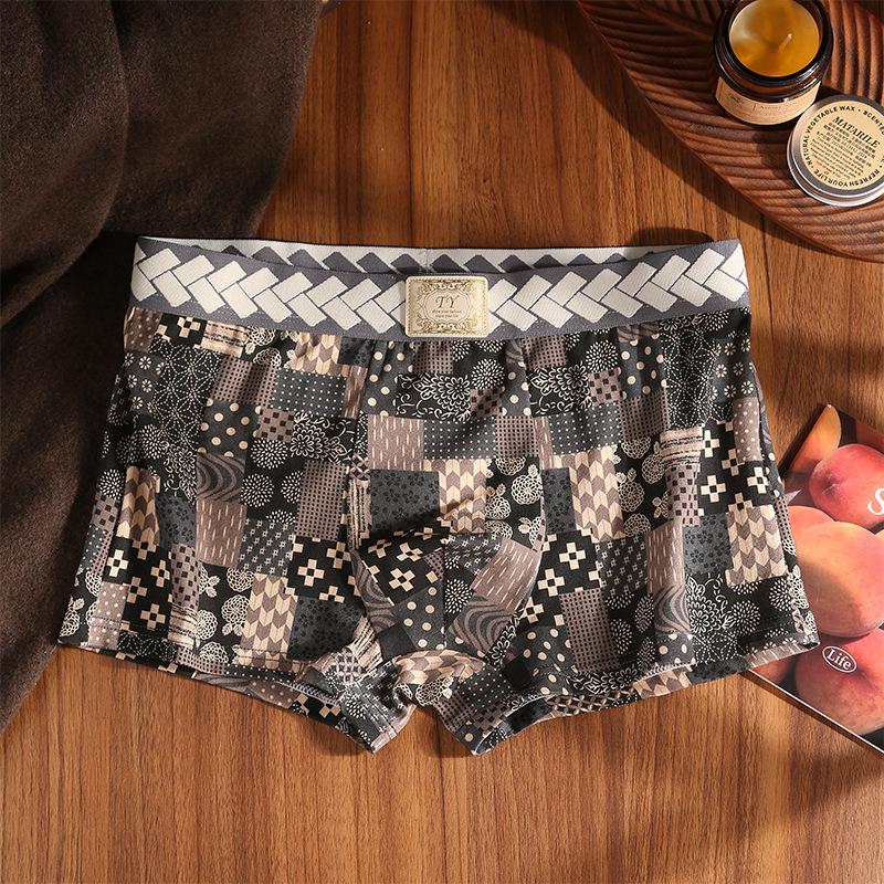Men s Mid-Waist Japanese Style Antibacterial Cotton Boxer Briefs L