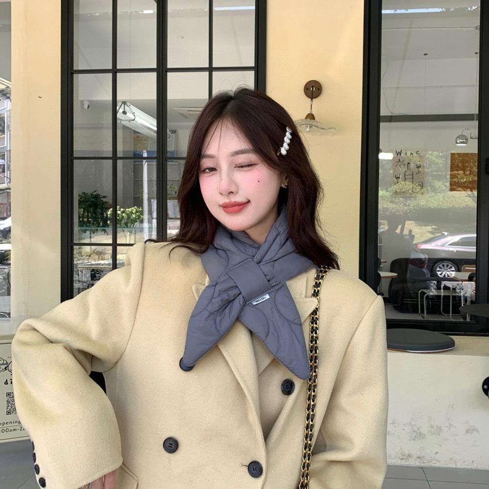 Korean Style Down Neck Scarf Padded Thermal Shawl New Design Cross Feather Scarf  Gift