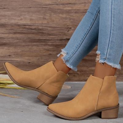 Autumn Women's Heeled Shoes Retro Pointed Toe Chunky Heel Ankle Boots for Women Heeled Western Boots Dress Casual Women's Boots