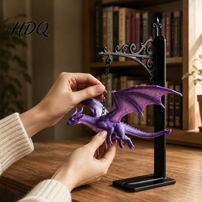 Decorative Ambient Light for Study Fantasy Dragon Bookshelf Lamp Retro Flying Light Soft Glow Nightstand Lamp Creative Bookend Library Reading