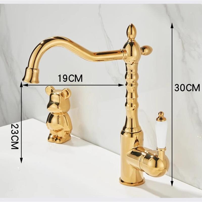 Tuqiu Antique Tall Torneiras Bathroom Faucet Gold Basin Faucet Sink Faucet Single Hole Faucet Basin Tap Hot Cold Mixer Tap Crane