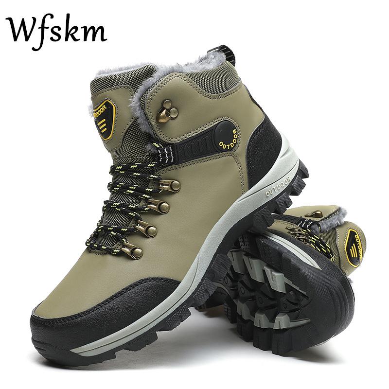 Зимние мужские ботинки непромокаемые кожаные кроссовки зимние ботильоны уличные мужские походные ботинки рабочая обувь высокие нескользящие рабочие ботинки 39 армия зеленый 2898₽