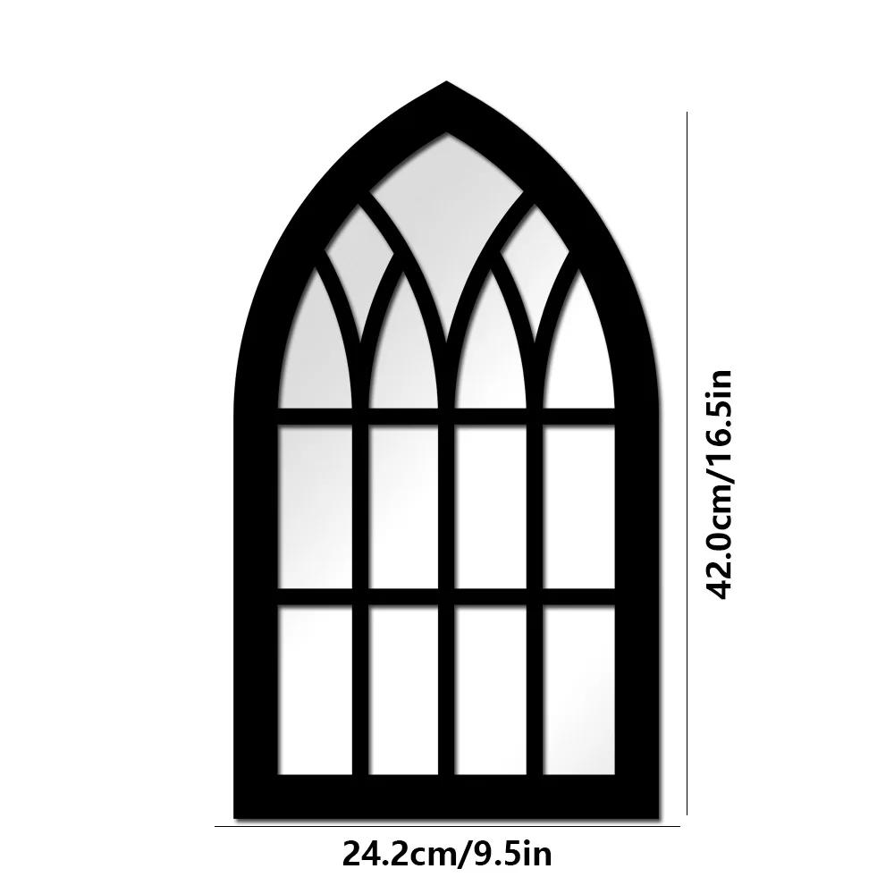 1/3Pcs Gothic Mirrors Wall Decor Spooky Gothic Arched Wall Mirrors Vintage Cathedral Arch Frame Mirror Decorative Goth Mirror