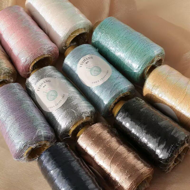 100g Moonlight Silver Core-Spun Yarn – Shiny Silver Wool for Hand Knitting & DIY Crochet Projects