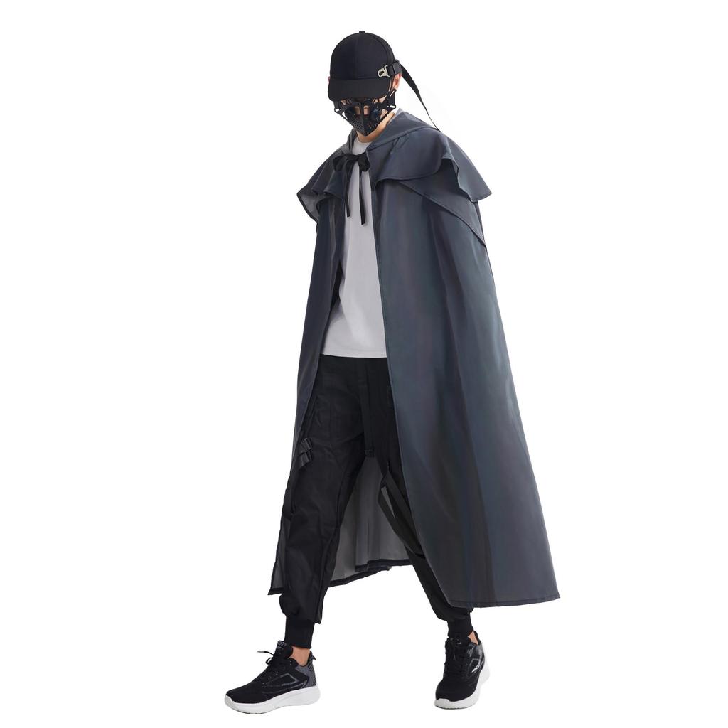 Medieval Gothic Iridescent Hooded Cloak: Reflective Cape for Halloween Parties