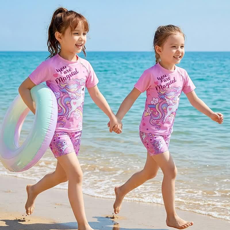9i9 Kids' Animal Cartoon Quick-Dry Split Swimsuit Set