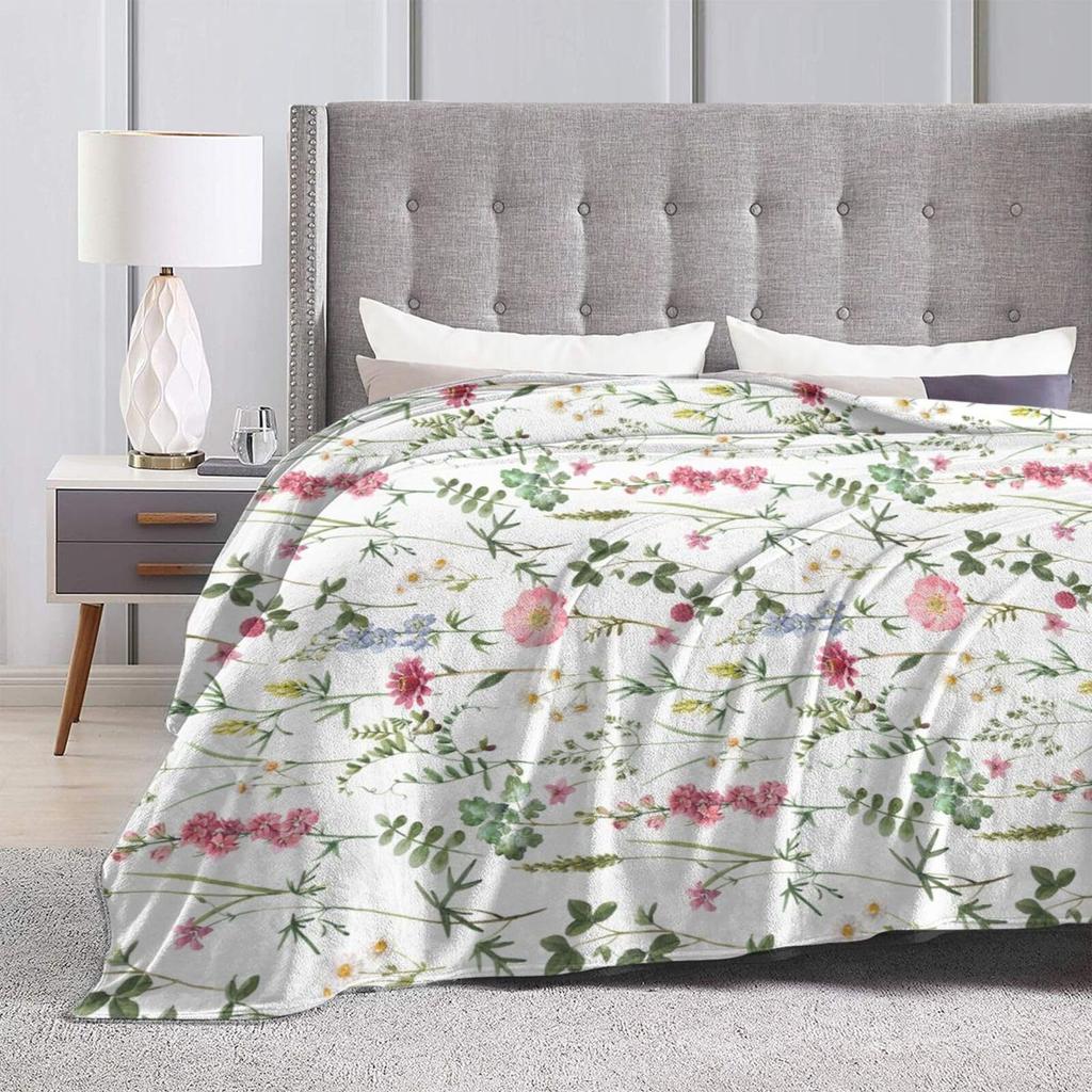 Watercolor floral blanket colorful wildflower blanket flannel wool blanket farmhouse blanket decoration sofa warm bed decoration