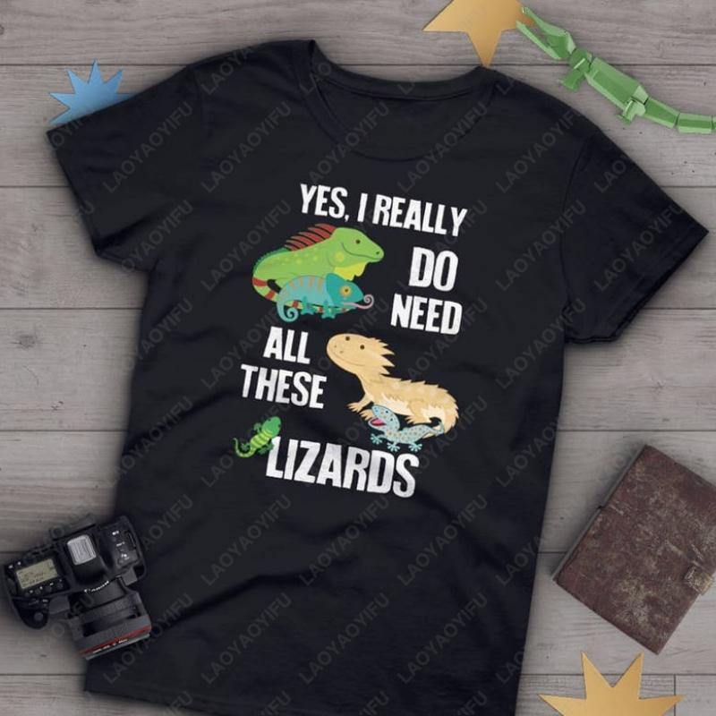 Funny Lizard Reptile Lover Gift men women Cotton Tshirt Bearded Dragon Iguana Leopard Gecko Chameleon Tees Graphic Print Tops S разноцветный