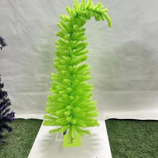 Lighted Pine Needle Christmas Tree Top Curved Artificial Green Xmas Tree with String Light for Tabletop Centerpiece Holiday Indoor Decor
