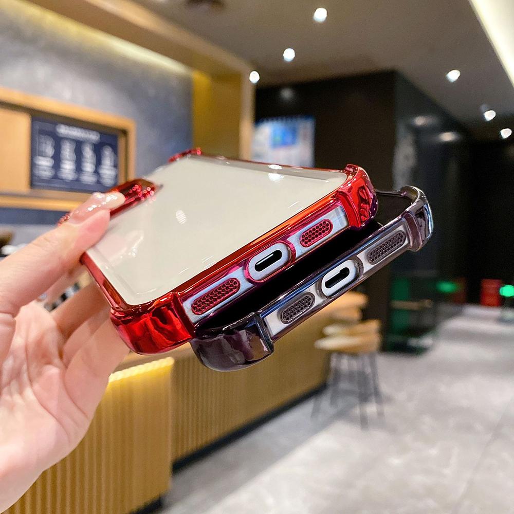 Electroplated Four Corners Anti Drop Transparent Protective Phone Cases for iPhone Huawei Honor OPPO Infinix Itel Tecno