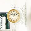 European Style Iron Double Sided Quiet Vintage Station Clock Garden Coffee Bar Decoration Chandelier Round Wall Hanging Clock