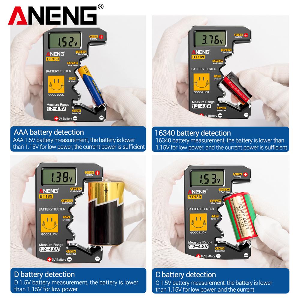 ANENG BT189 Battery Tester Easy To Carry Variety of Batteries Tests Tools Digital Display Level 1.2~4.8V Insulating Plastic