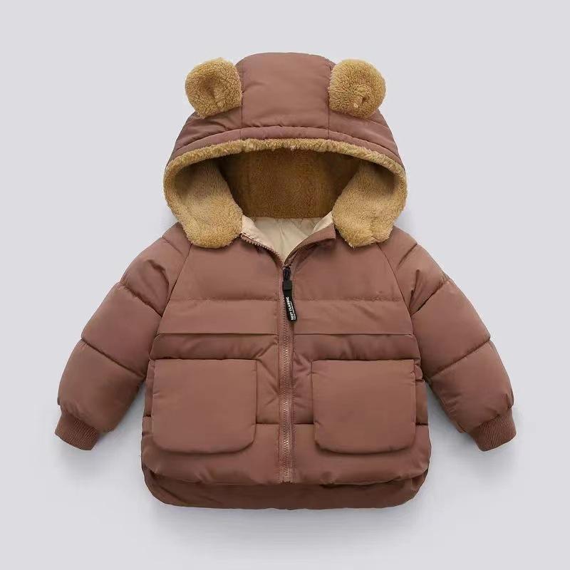 Autumn Winter Warm Outerwear Girl Boy Hooded Fleece Down Jackets Casual Jacket Children Baby Thicken Coats