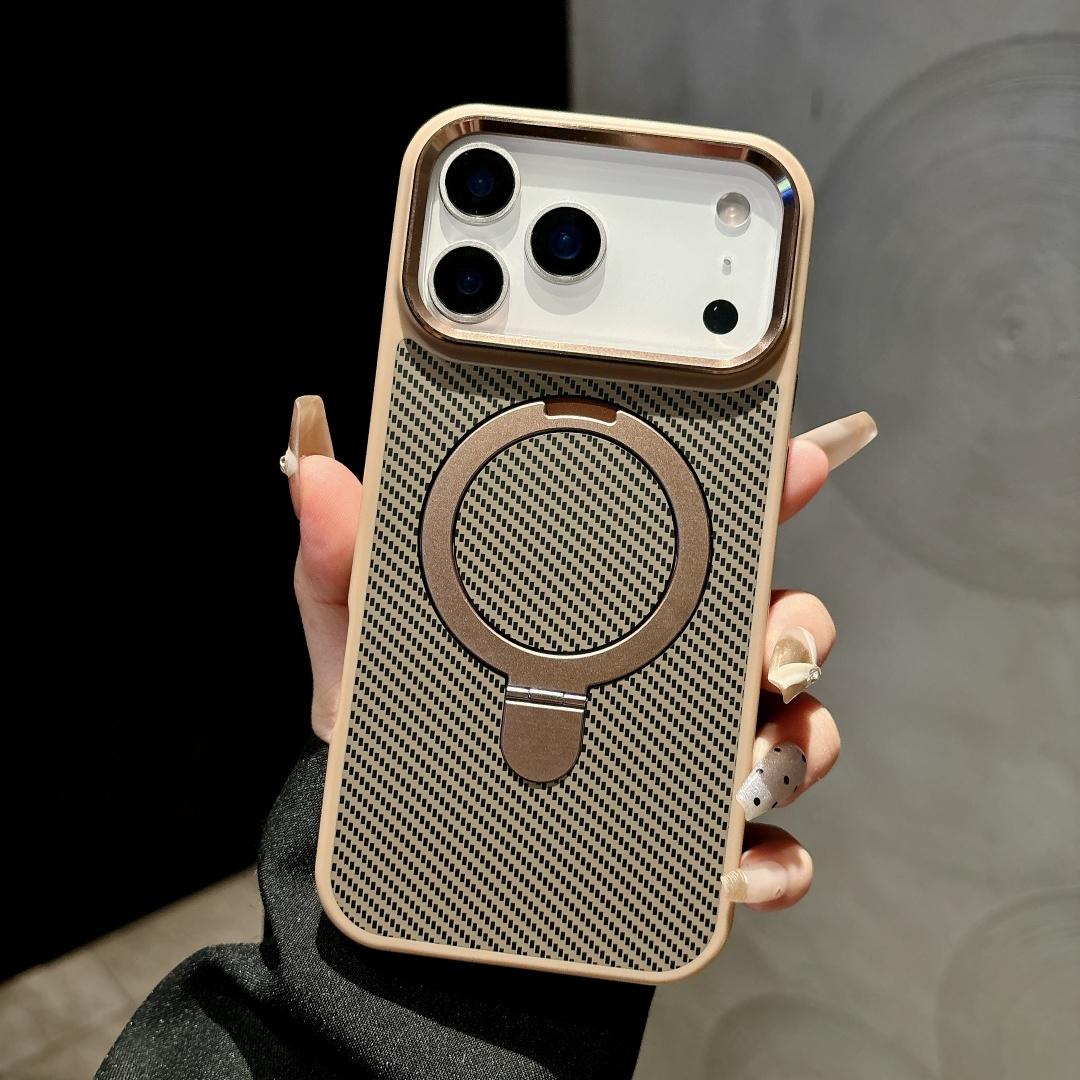 

For iphone 17 16 15 14 13 Pro Max Case Matte Kevlar Pattern Metal Lens Frame Keys Kickstand Cover iPhone17