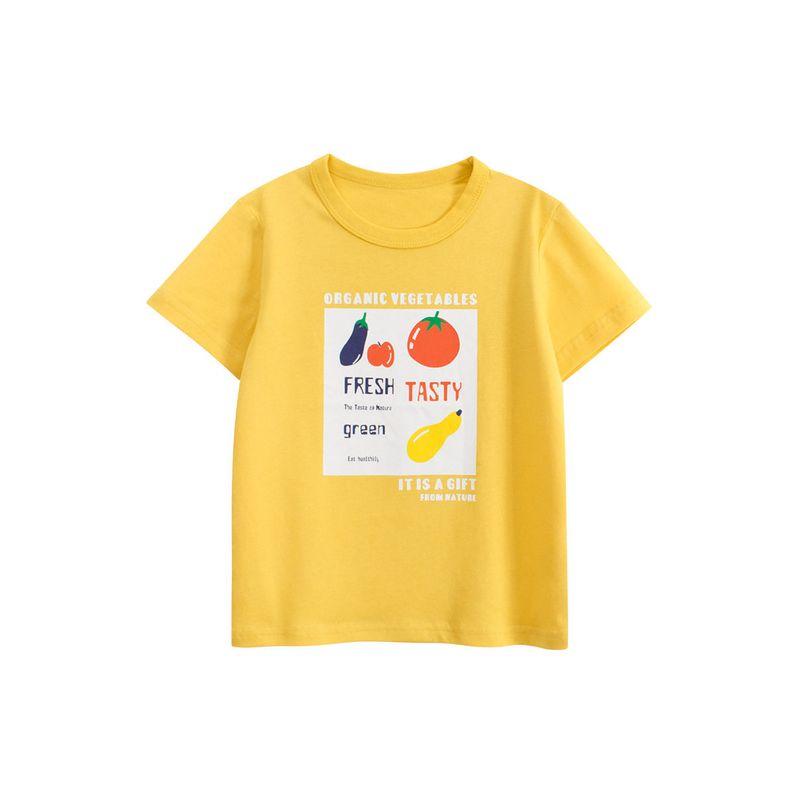 Children's Clothing Summer Kids Cartoon Fruit Pure Cotton Short-Sleeve T-Shirt Korean Style Small and Medium-Sized Children's Girls' Baby Clothes Ins