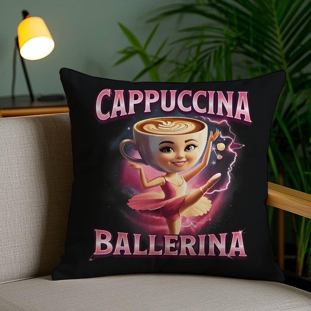 Italian Brain Rot Meme Tralalero Tralala Pillow Case Sofa Short Plush Double-sided HD Printing Room Home Office Cushion Cover