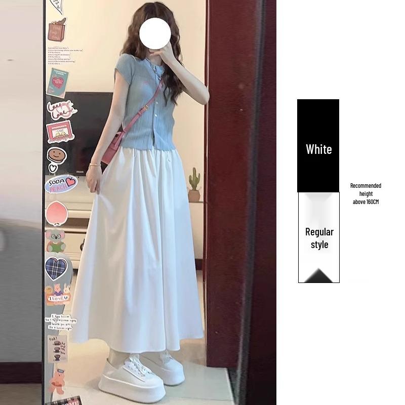 2025 White Ice Silk High-Waist Textured Culottes - Women's Summer Chiffon Wide-Leg Pants, Small Size