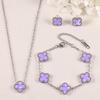 Conjunto de Brincos, Pulseira e Colar de Trevo 3 Peças Acessórios de Moda Coloridos de Luxo Leve