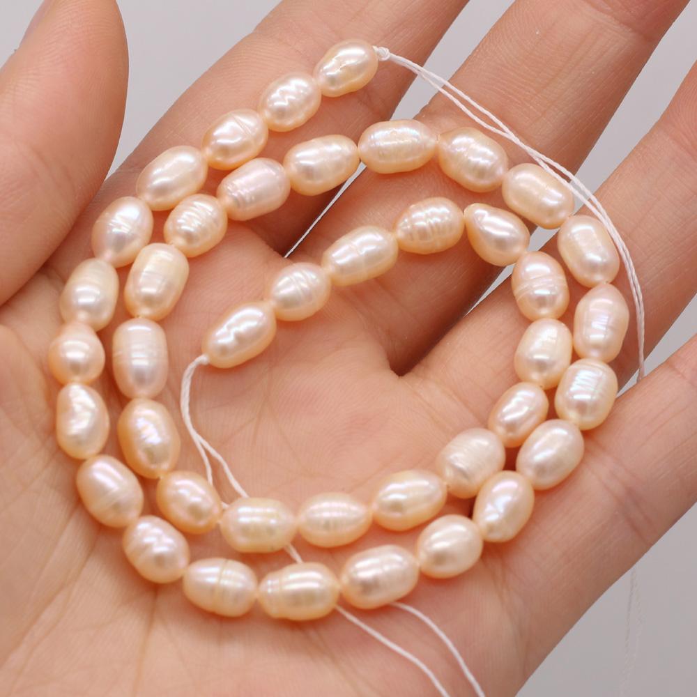 1String, A Natural Freshwater Pearls, Handcrafted Rice-shaped Pearl Beads for DIY Necklaces, Jewelry Making Supplies 36cm