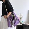 Original Homemade Spring and Summer New Lilac Contrasting Shoulder Bag Retro Flower Cotton Messenger Bag Women's Canvas Bag
