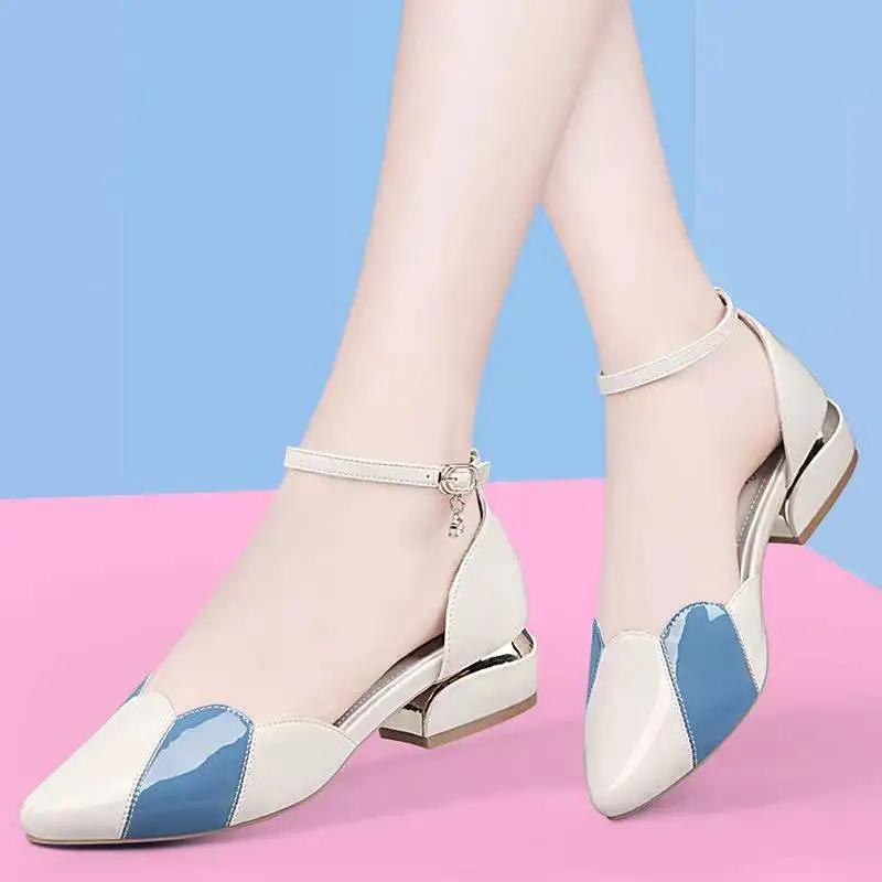 Women Cute Sweet Light Weight Square Heel Buckle Strap Shoes Lady Casual Heel Shoes for Sexy Party Night Club Sapatos Ba102