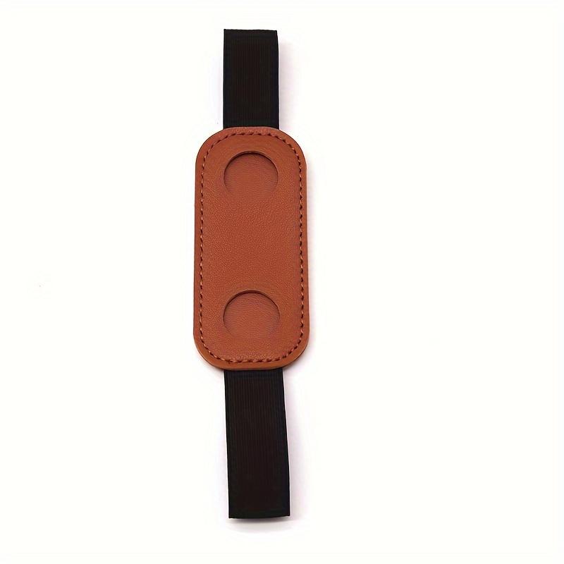 1pc PU Leather Pen Holder with Elastic Band, Creative Notebook Pen Protector Sleeve, Durable PU Leather Pen Clip for Office and School Supplies