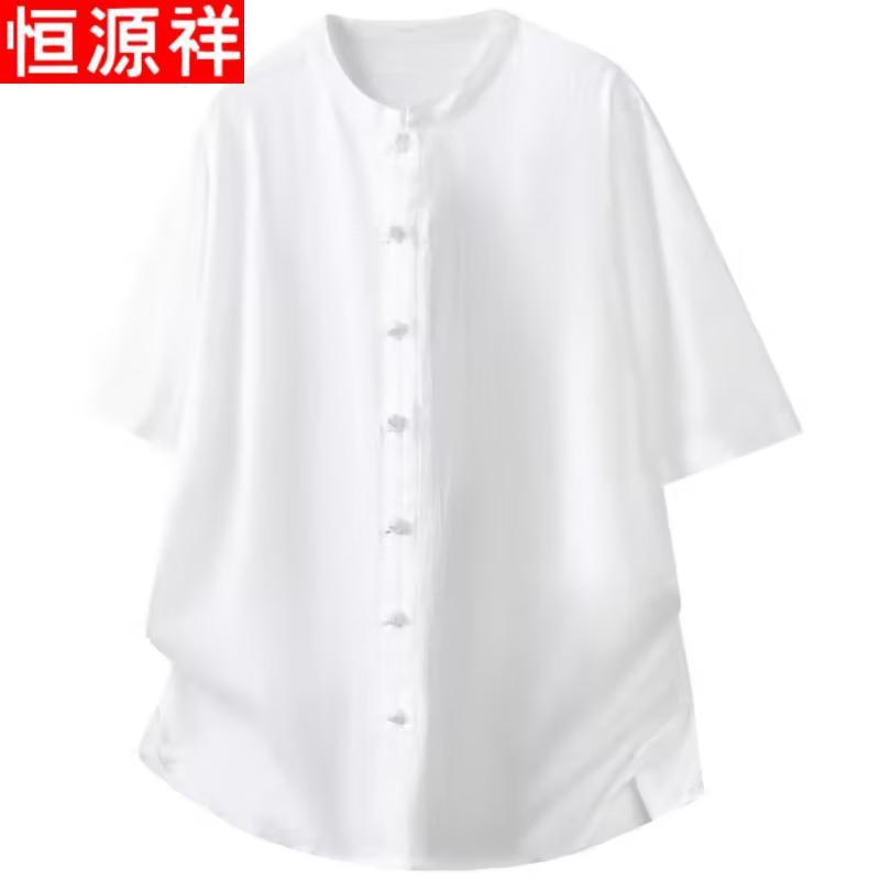 Hengyuanxiang Men s 100% Linen Short Sleeve Shirt M