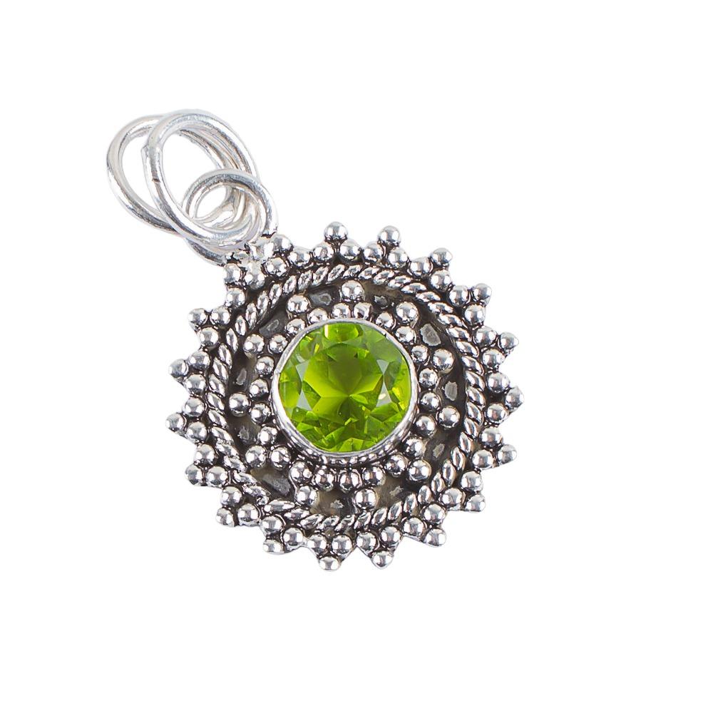 Peridot Gemstone 925 Sterling Silver Handmade Jewelry Partywear Round Pendant For Wife PP-30-3