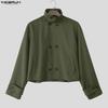 INCERUN Men Stand Neck Long Sleeve Buttons Up Casual Loose Cargo Jackets Coats
