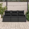 Ensemble de 3 canapés de jardin avec coussins noirs en poly rotin, Canapé de jardin 2 places avec rangement et coussins 3354572