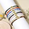 1pc Fashion 4mm Natural Stone Beads Heart Charm Stretchable Bracelet For Women Daily Jewelry